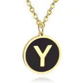Cilla Jewels Goudkleurige Dames Schakelketting met Zwarte Kettinghanger Letter Y