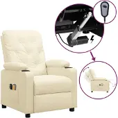 vidaXL Massagestoel elektrisch kunstleer crèmekleurig