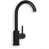 BLUE LABEL Brondby Wastafelkraan Met Hoge C-uitloop - Mat Zwart - Zonder Waste - Messing - Kranen, Wastafelkranen, Opbouw Wastafelkranen