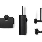 BLUE LABEL Vida Toilet Accessoires Set - Mat Zwart - Messing - Accessoires, Toilet accessoires, Toilet accessoires sets - 8711802073810