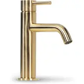 BLUE LABEL Brondby Wastafelkraan - Geborsteld Goud PVD - Zonder Waste - Messing - Kranen, Wastafelkranen, Opbouw Wastafelkranen - 8711802074534