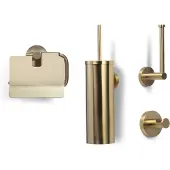 BLUE LABEL Vida Toilet Accessoires Set - Geborsteld Goud PVD - Messing - Accessoires, Toilet accessoires, Toilet accessoires sets - 8711802000458