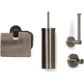 BLUE LABEL Vida Toilet Accessoires Set - Geborsteld Nikkel PVD - Messing - Accessoires, Toilet accessoires, Toilet accessoires sets - 8711802073827