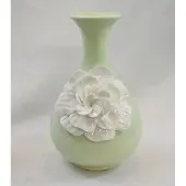 Richmond Vaas "Spring" Hoogte 22 cm, Ø 14 cm, mintgroen/wit