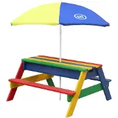 Axi Nick Zand & Water Picknicktafel in Regenboog kleuren - Verstelbare Parasol - FSC hout - Picknick tafel voor kinderen van hout
