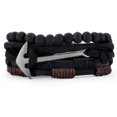 LGT JWLS Heren armbanden Set Zwart Leer Zilverkleurig Anker