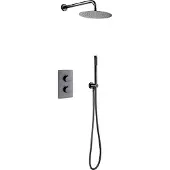 Boss & Wessing Bws inbouw regendouche | colorato | 25 cm stortdouche met handdouche | muuruitloop | gunmetal | set