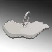 MOOYE ® - Collectie Zilveren Landkaart Hongarije ketting hanger