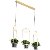 QAZQA Art deco hanglamp goud met wit glas 3-lichts - Isabella