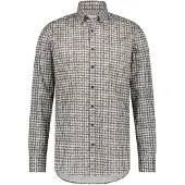 State of Art casual overhemd wijde fit grijs printje katoen