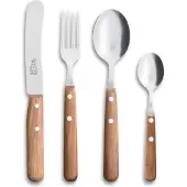 Robert Herder Buckels - Luxe 4-Delige RVS Bestekset - Kersenhouten Heft - Ontbijtmes, Vork, Lepel en Theelepel