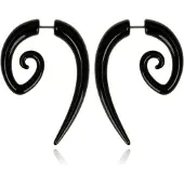 LGT JWLS Zwarte Bone oorbellen Tribal Snail