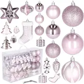 Springos Kerstballen 77 Stuks Roze/Wit