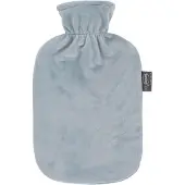 Fashy - Warmwaterkruik - Velours Effen Grijs Blauwe Hoes