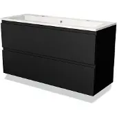 Maxaro Modulo Badkamermeubel met wastafel | 120 cm Mat zwart Greeploos front Mineraalmarmer 2 lades onder elkaar