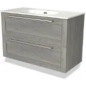 Maxaro Modulo Badkamermeubel met wastafel | 100 cm Grijs eiken Kader front Keramiek 2 lades onder elkaar