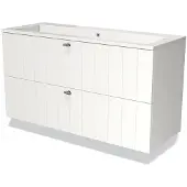Maxaro Modulo Badkamermeubel met wastafel | 120 cm Mat wit Lamel front Mineraalmarmer 2 lades onder elkaar