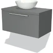 Maxaro Modulo Plato Badkamermeubel voor waskom | 80 cm Middengrijs Vlak front Middengrijs blad 1 lade