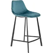 Dutchbone Barkruk Franky Velvet Petrol - 65 cm