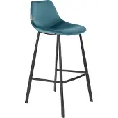 Dutchbone Barkruk Franky Velvet Petrol - 80 cm