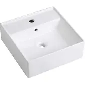 Guido Gusto Wastafel Isabella 40x40x15cm glans wit met 1 kraangat en overloop