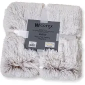 Wicotex Plaid-dekens-fleece plaid kunst bont Snow 150x200cm wit bruin polyester hoog polig