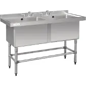 Vogue RVS Spoeltafel | Dubbele Afwasbak | 141x60x90 cm (90 tot 150 cm)