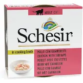 Schesir 12x Kattenvoer Garnaal in Bouillon 70 gr