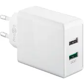 Goobay USB-A adapter - USB-A oplader - CEE 7/16 - USB-A adapter - 2 poorts - USB-A & Quick Charge 3.0 - 3000mA - 28W - wit