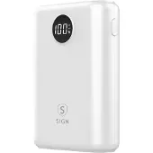 Sign Powerbank Mini Q.C. met display, 10.000 mAh - wit