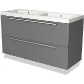Maxaro Modulo Badkamermeubel met wastafel | 120 cm Middengrijs Vlak front Mineraalmarmer 2 lades onder elkaar