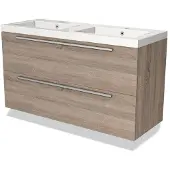 Maxaro Modulo Badkamermeubel met wastafel | 120 cm Eiken Vlak front Mineraalmarmer 2 lades onder elkaar