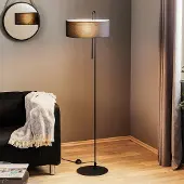ACB ILUMINACIÓN Vloerlamp Clip, zwart, Woon-/ Eetkamer, Textiel / Stof / Zijde, Modern, vloerlamp