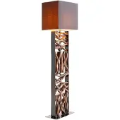 Kare Vloerlamp Nature Wave, hout donker, Woon-/ Eetkamer, Textiel / Stof / Zijde, Modern, vloerlamp hout