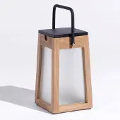 LES JARDINS LED solarlantaarn Tecka draagbaar, teak 25 cm Tecka, dimbaar, hout licht, Hout, Solar buitenverlichting