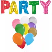 Folat Verjaardag feest letters folie ballonnen PARTY en 100x latex ballonnen