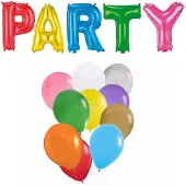 Folat Verjaardag feest letters folie ballonnen PARTY en 50x latex ballonnen
