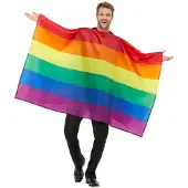 Smiffys Vlag regenboog cape (kleuren van de regenboog)