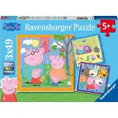 Ravensburger Peppa Pig Familie en vrienden - Kinderpuzzel 3 x 49 stukjes - Vanaf 5+
