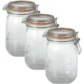 Le Parfait Weckpotten - inmaakpotten - 15x stuks - met klepdeksel - inhoud 1000 ml - 17.5 cm - glas