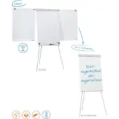 Franken Flipchart X-tra!Line Standard, in hoogte verstelbaar, houder met snelsluiting, opbergbakje, magnetisch bord met B 680 x H 1050 mm, lichtgrijs