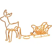 ECD-Germany Nampook Kerstverlichting - 60 x 28 x 77 cm - rendier slee