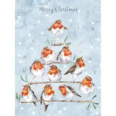 Wrendale Designs Adventskalender Kaart A4 Wrendale - Rockin Robins Advent Calendar