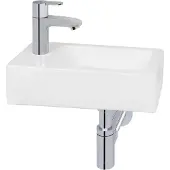 Saqu Trento fonteinset met chromen kraan links glanzend wit keramiek