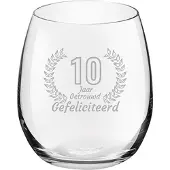 Royal Leerdam Gegraveerde Drinkglas 39cl Gefeliciteerd 10 jaar getrouwd