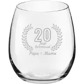 Royal Leerdam Gegraveerde Drinkglas 39cl Papa + mama 20 jaar getrouwd