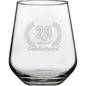Pasabahce Gegraveerde Drinkglas 42,5cl Gefeliciteerd 20 jaar getrouwd