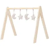 Jollein - Babygym Speeltjes - Baby Speelgoed Hangers - Hout & Polyester - Moon - Nougat