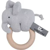 Babys Only Houten rammelaar olifant zilvergrijs