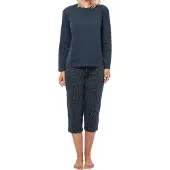 Schiesser Pyjama 'Organic Cotton' donkerblauw